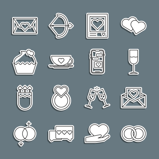 固定线结婚戒指信封与情人节图片下载