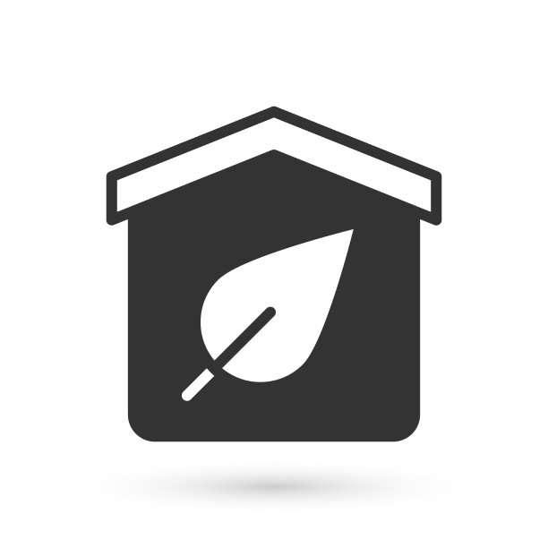 白色背景上的灰色环保房屋图标图片下载