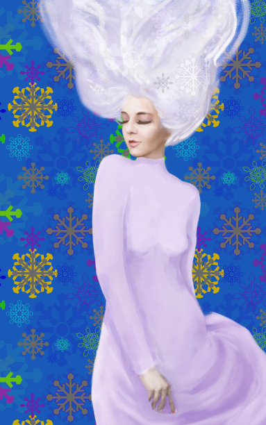 半弯的女人，闭着眼睛，头发在风中飘动图片下载