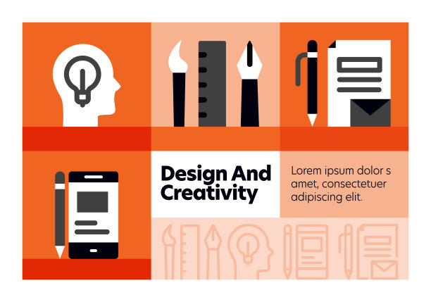 设计和创意线图标集和横幅设计图片下载