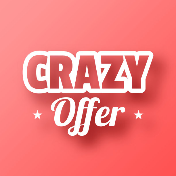 疯狂的报价。图标在红色背景与阴影图片下载