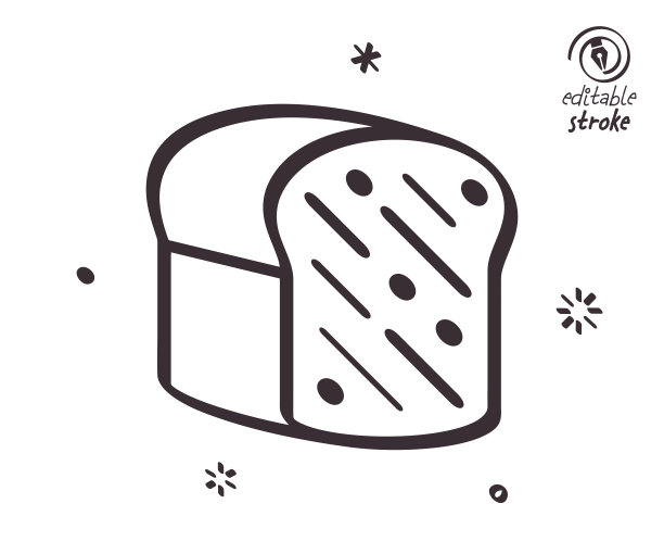 俏皮线条插图面包面包店图片下载