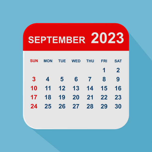 2023年9月月历叶。一周从周日开始。业务矢量图图片下载