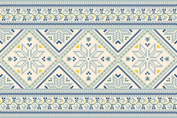 锦缎花十字绣图案图片下载