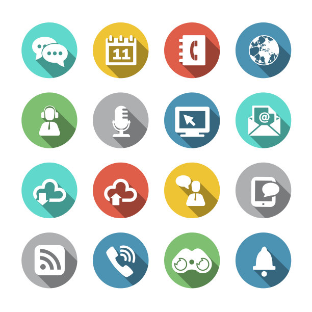 通讯图标集。平面设计。向量。插图。图片下载