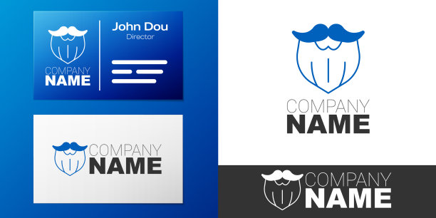 标志式胡子和胡子图标孤立在白色图片下载