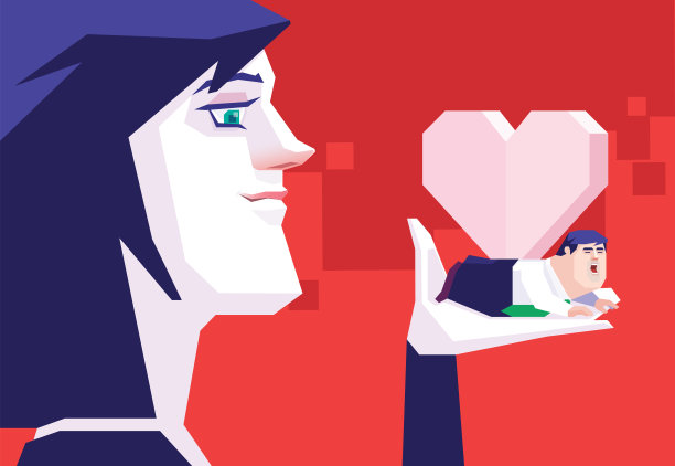 女人用心形符号抓商人图片下载