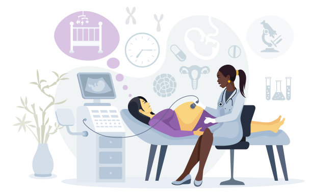产科医生用超声波扫描仪为孕妇检查图片下载