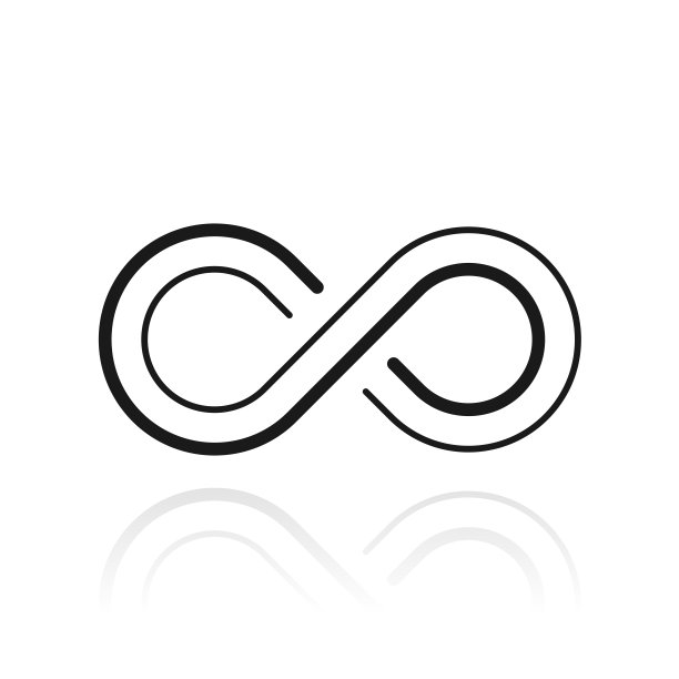 无穷。白色背景上反射的图标图片下载