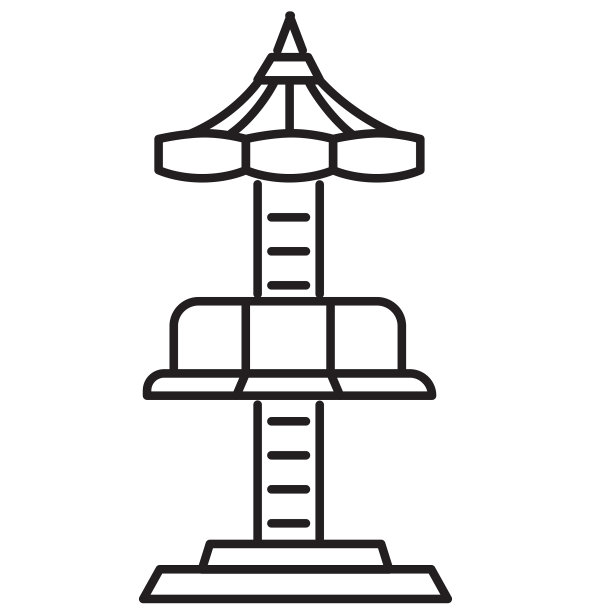 游乐园骑细线图标在白色背景-可编辑笔画图片下载