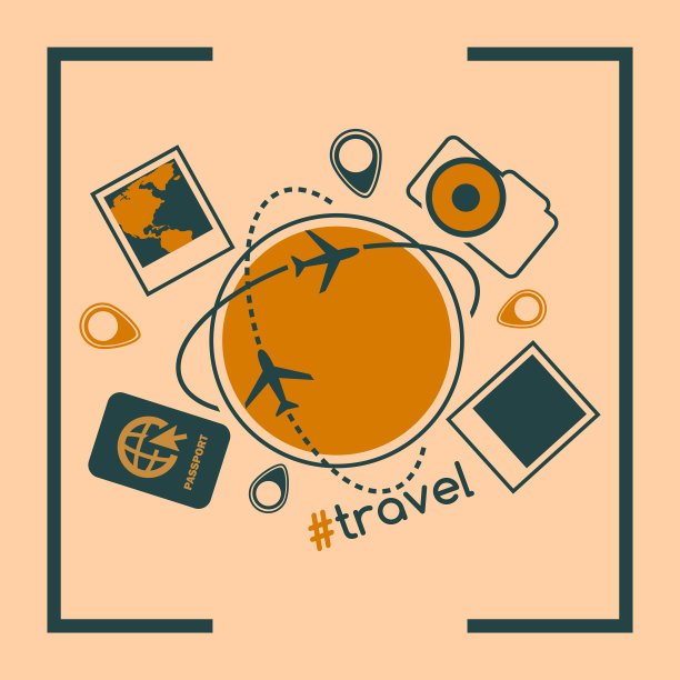 扁平化的旅游、探险和旅行方式。旅行线性图标孤立的背景。时尚向量集。图片下载