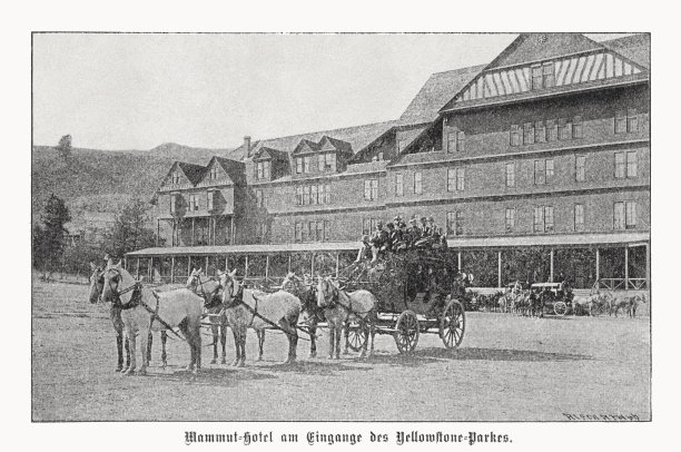 美国怀俄明猛犸温泉旅馆，半色调印刷，1899年出版图片下载