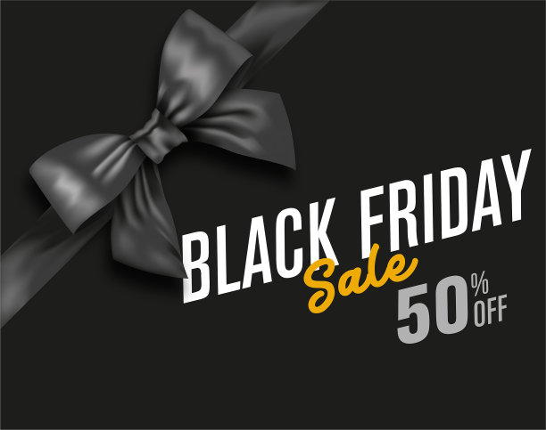 黑色星期五销售横幅设计与黑色礼品蝴蝶结丝带图片下载