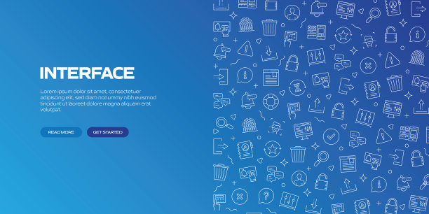 用户界面网页横幅线性图标，时髦的线性风格矢量图片下载