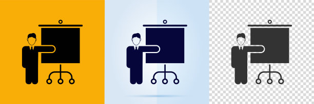 所有的图标教师，商人解释与商务桌。图片下载