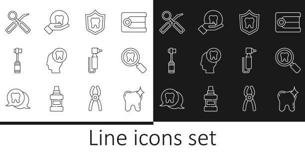 Set line牙齿美白牙齿搜索图片下载