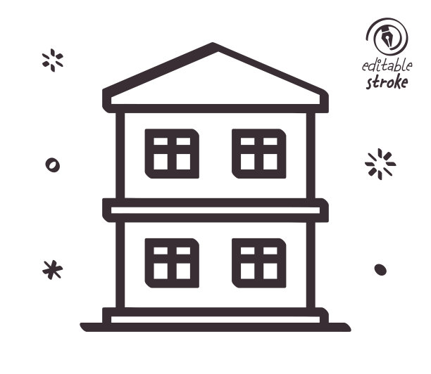 公寓楼俏皮线条插画图片下载