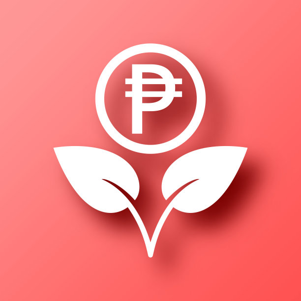 日益增长的比索。图标在红色背景与阴影图片下载