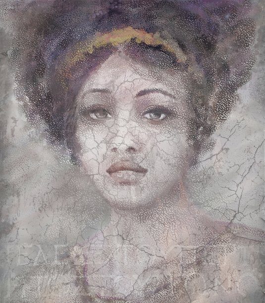 一个皮肤黝黑的中年妇女的脸。图片下载