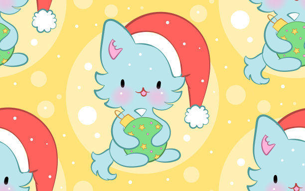 无缝装饰，可爱的小猫卡哇伊图片下载