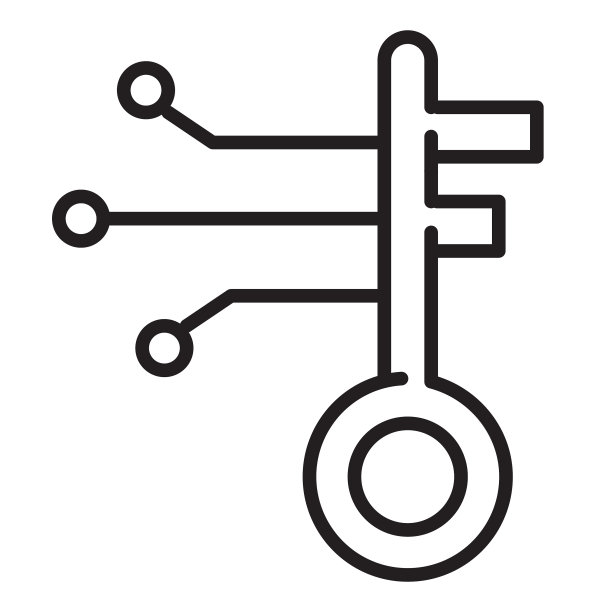 人工智能键解锁细线图标-可编辑笔画图片下载