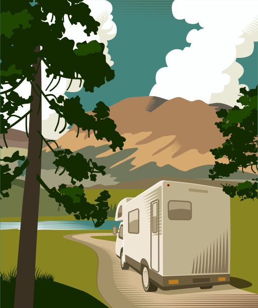 乡村风光与露营车图片下载