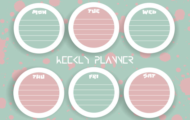 周报，日记，现代平面风格的规划理念。待办事项列表笔记在彩色抽象背景与飞溅。图片下载