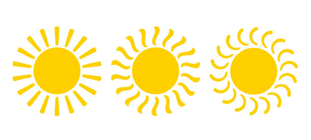 矢量设置太阳的图标在平面风格图片下载