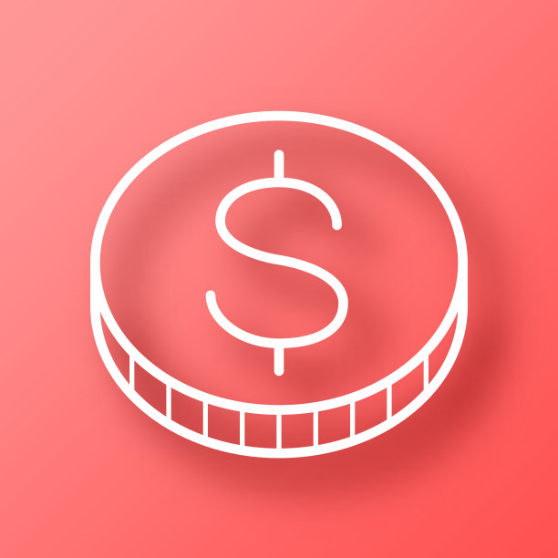 美元硬币。图标在红色背景与阴影图片下载