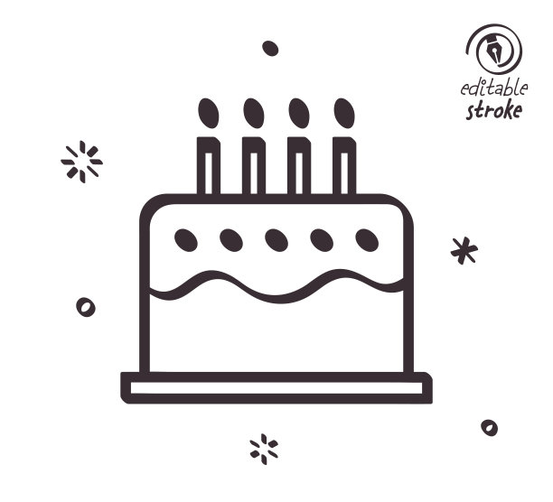俏皮线条插图的生日蛋糕图片下载