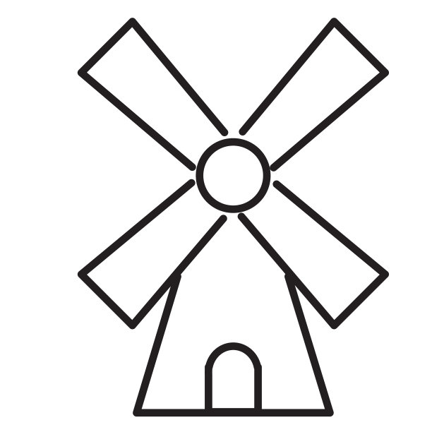 现代农场和农业可持续的风车图标概念细线风格-可编辑的笔画图片下载