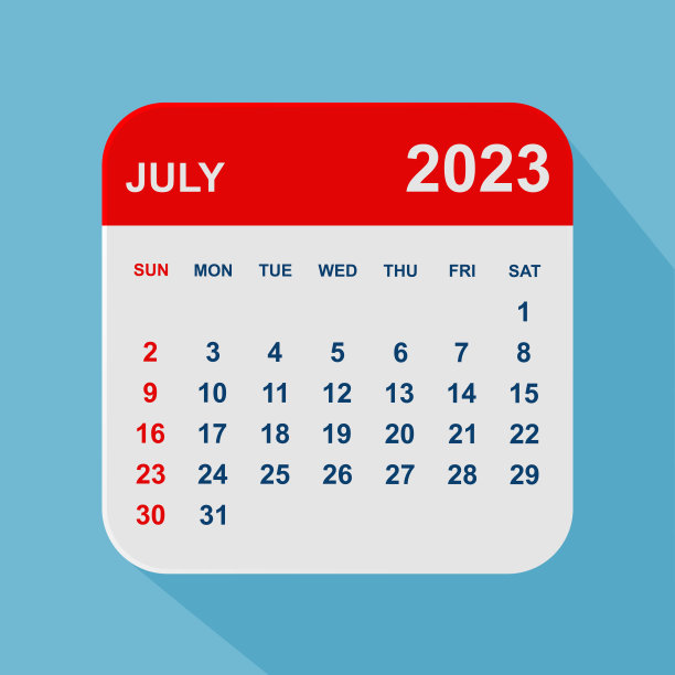 2023年7月月历叶。一周从周日开始。业务矢量图图片下载