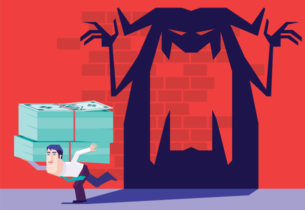 商人带着一堆钞票和怪物的影子跟着跑图片下载