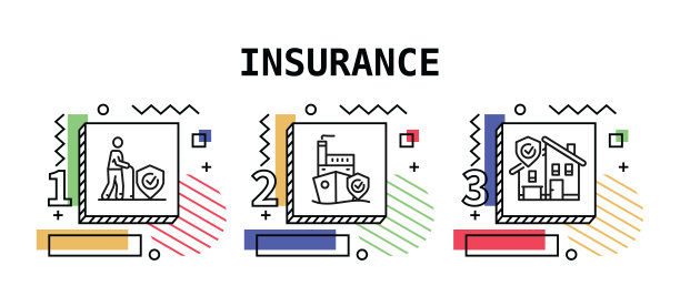 保险，矢量样式的细线图标。图标，信息图形，移动和网页等。颜色视图，准备好模板。图片下载