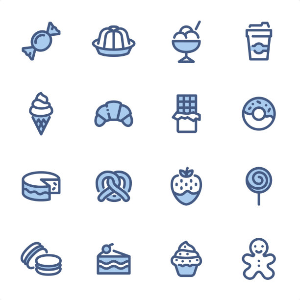 甜食-像素完美的蓝线图标图片下载