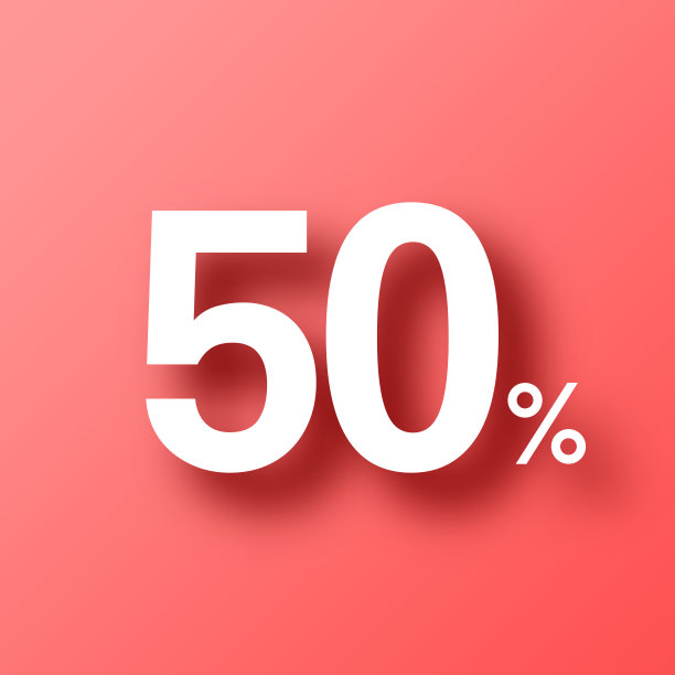 50% - 50%。图标在红色背景与阴影图片下载