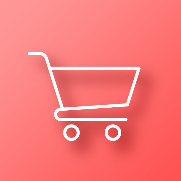 购物车。图标在红色背景与阴影图片下载