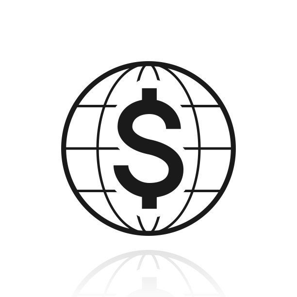 全球美元。白色背景上反射的图标图片下载