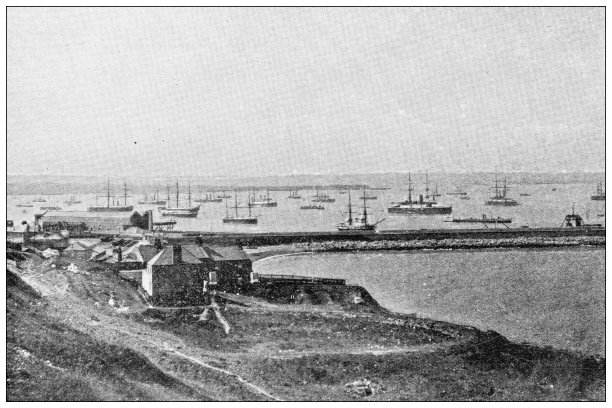 英国多塞特郡的古董照片:波特兰港的舰队图片下载