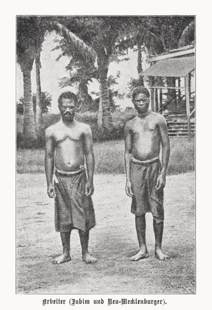 纽梅克伦堡(新爱尔兰)的工人，半色调印刷，1899年出版图片下载