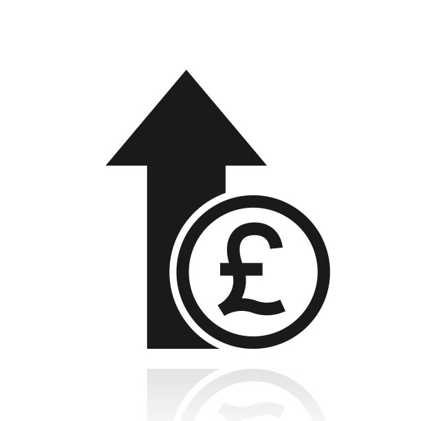 英镑增加。白色背景上反射的图标图片下载