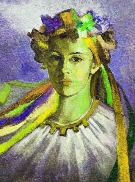 插图乌克兰一幅油画，描绘身着乌克兰民族服饰的妇女图片下载