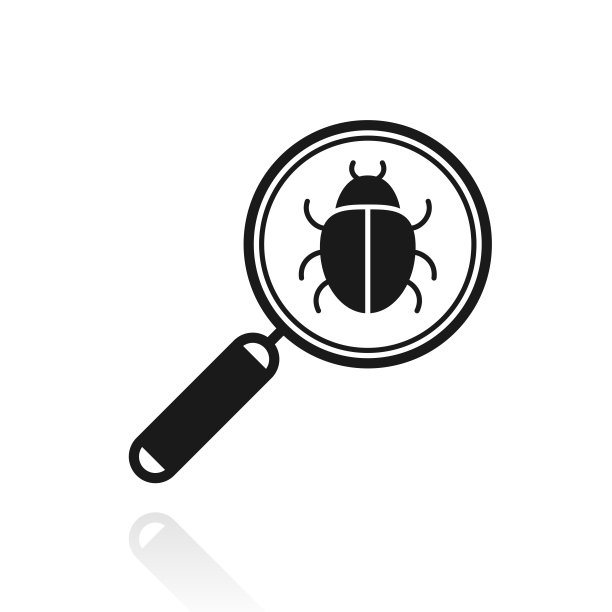 放大镜里有虫子。白色背景上反射的图标图片下载