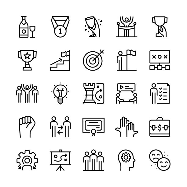 成功的矢量图解。可编辑的笔画大小。简单孤立的图标。符号，符号，元素。图标集。图片下载