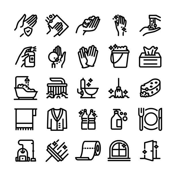矢量插图图形的清洁和卫生。可编辑的笔画大小。简单孤立的图标。符号，符号，元素。图标集。图片下载