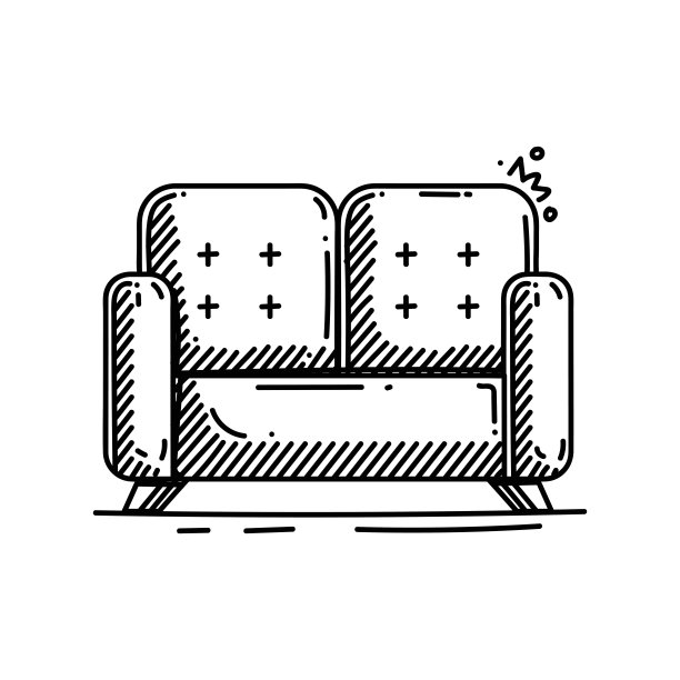 扶手椅线图标，草图设计，像素完美，可编辑笔触。标志、标志、符号。家具。沙发,家具。图片下载