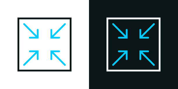 最小化。黑色或白色背景上的双色线条图标-可编辑笔触图片下载