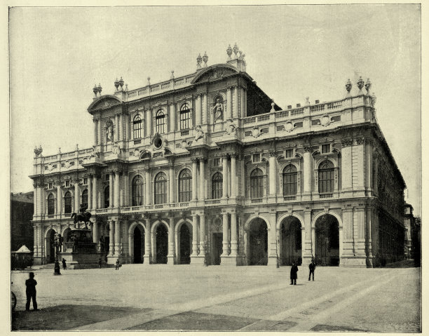 卡洛阿尔贝托广场，都灵，皮埃蒙特，意大利，维多利亚19世纪的复古照片图片下载