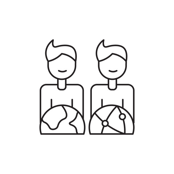 手握地球仪线图标，可编辑笔画图片下载