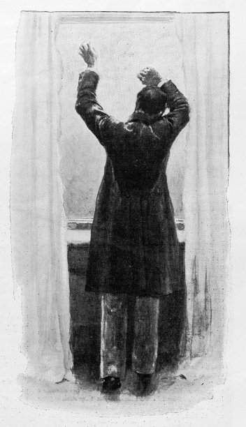 来自英国杂志的古董图片:窗边的男人图片下载